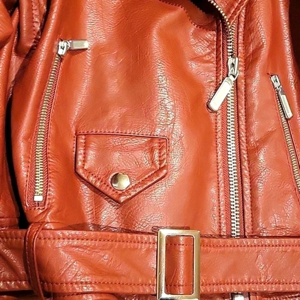 FREE PRESS Motorcycle Jacket Vegan Leather Notch Collar sz small